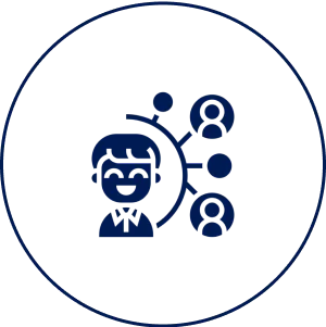 Person connected to three others icon.