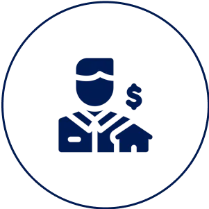 Real estate agent icon with dollar sign.